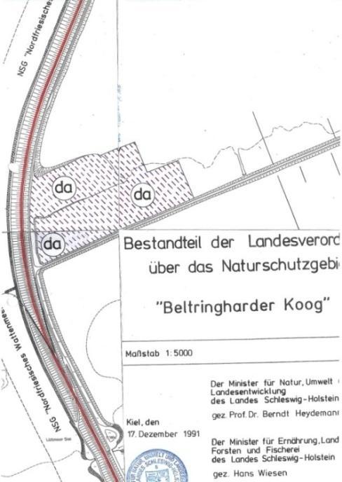 Abb.1 Standort der Integrierten Station innerhalb des NSG Beltringharder Koog (NSG-VO, 1991) 4.