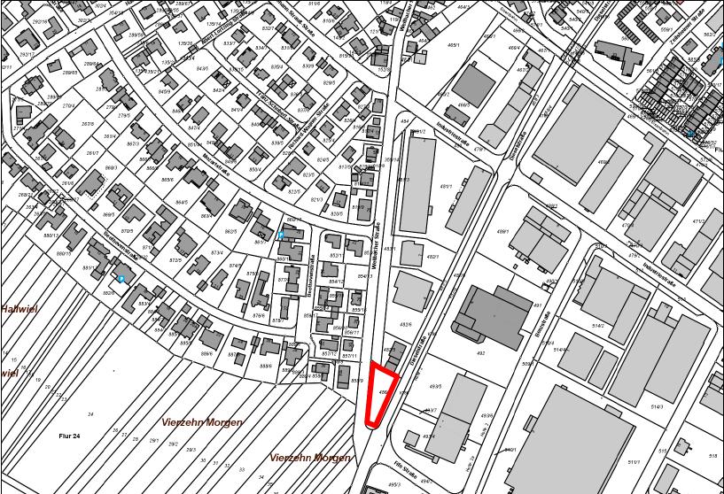 Fläche 5 - Weilbacher Straße / Dieselstraße Größe ca. 800 qm 34 RegFNP: Mischbaufläche (Bestand) II + Staffelgeschoss oder III + flach geneigtes Dach mögliche Wohnfläche ca.