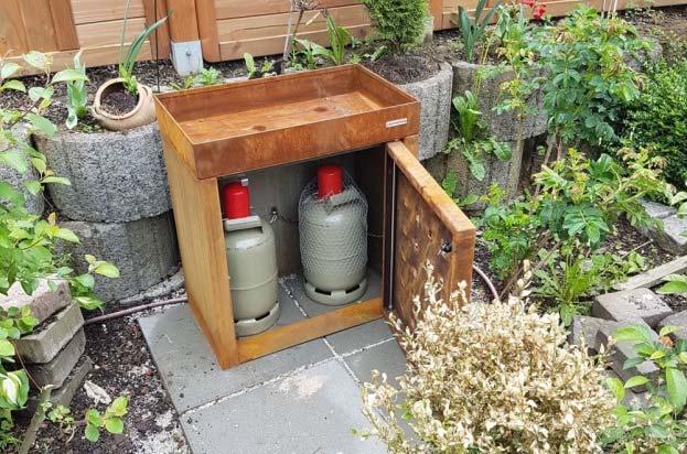 mm², Thermoesche Gasflaschenbehälter mit Metalldeckel, vorbereitet für Steinplatte. Lieferung ohne Steinplatte!