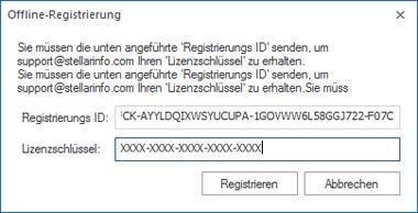 Nachdem Sie den Lizenzschlüssel erhalten haben, öffnen Sie Stellar Password Recovery for Outlook. Wählen Sie im Registrierungsfenster 'Ich habe den Registrierungsschlüssel'. 6.
