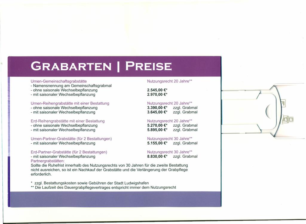 Urnen-Gemeinschaftsgrabstätte - Namensnennung am Gemeinschaftsgrabmal - mit saisonalerwechselbepflanzunq Nutzungsrecht 2.545,00 * 2.