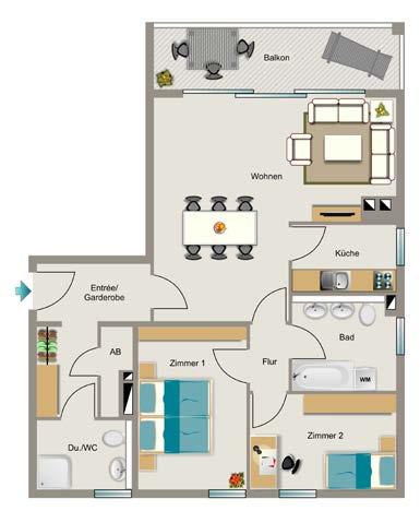 Die kleinsten Wohnungen verfügen über zwei Zimmer und sind 60 Quadratmeter groß,