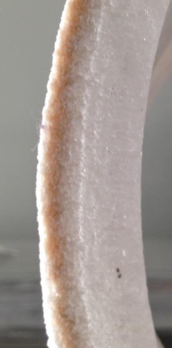 Gefüge-Charakterisierung außen Sinterstruktur Korngröße 300 μm Kristallisierte Schmelze