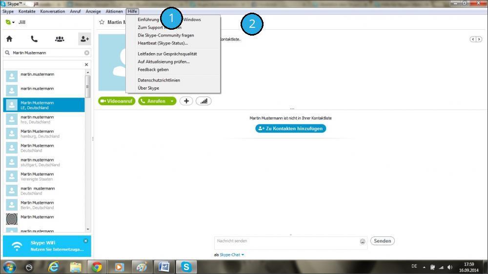 Hilfe Falls Sie Probleme mit Skype haben, probieren Sie die Hilfe-Funktion der Anwendung aus. Sie werden dazu auf die Internetseite von Skype weitergeleitet.