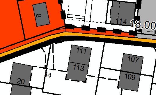 Abbildung 6: UeO (schwarze Umrandung) und ZPP (schwarz gestrichelte Umrandung) grenzen an die Strasse, diese erhält die