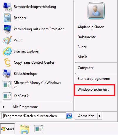 Im Startmenü den Punkt Windows-Sicherheit anwählen, dann auf Kennwort ändern.