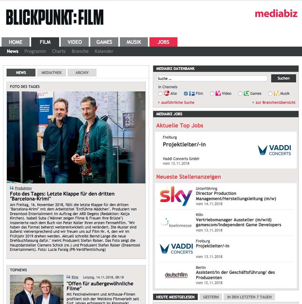 ONLINE www.blickpunktfilm.de & Blickpunkt:Film.daily www.blickpunktfilm.de und Blickpunkt:Film.