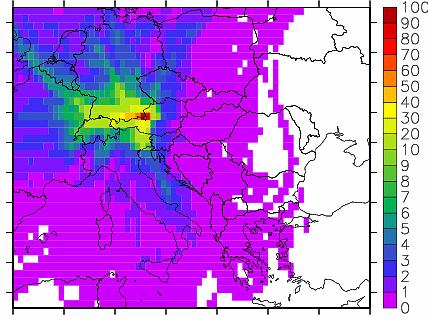 Herkunftsanalyse PM10 Variation von Jahr zu Jahr Abbildung 60: Häufigkeitsverteilung der Rückwärtstrajektorien für Salzburg,