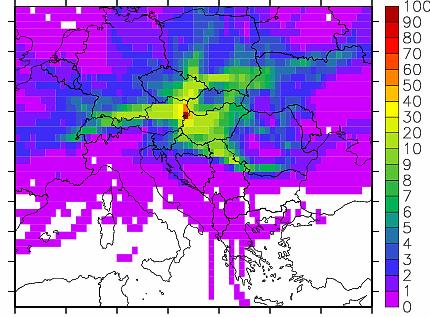 Herkunftsanalyse PM10 Variation von Jahr zu Jahr Der ebenfalls hoch belastete Winter 2005/06 zeigt eine richtungsmäßig gleichmäßigere Verteilung der Trajektorien, die Illmitz erreichten.