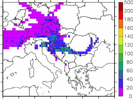 Herkunftsanalyse PM10 Variation von Jahr zu Jahr Abbildung 76: Konzentrationsgewichtete Häufigkeitsverteilung der Illmitz erreichenden Trajektorien, Winter 2006/07. 9.