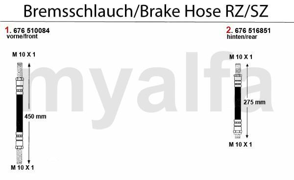 1 67610084 Bremsschlauch vorne Alfetta 1.6/ 1.8/2.0/2.4TD,Giulietta 1.3/1.6/ 1.8/turbo/2.0/turbo bj.