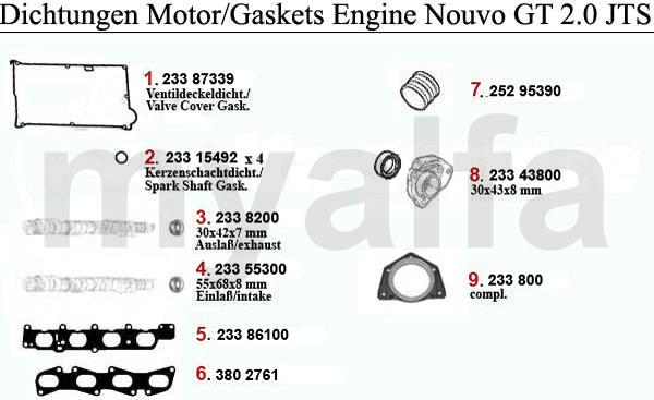 Nockenwellensimmerring Alfa Romeo TS 16V JTS Einlass /& Auslass Simmerring NEU