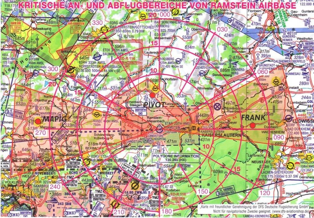 2 Lufträume, Beschränkungen Unbedingt die Anflugsektoren von Ramstein AirBase beachten (siehe