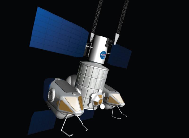 Abbildung 50 US-Konzept für eine bemannte Asteroidenmission unter Verwendung von 'Knoten 3' (Tranquility Module') Auch in den USA und innerhalb der NASA wird über die Nutzung von ISS-Teilen