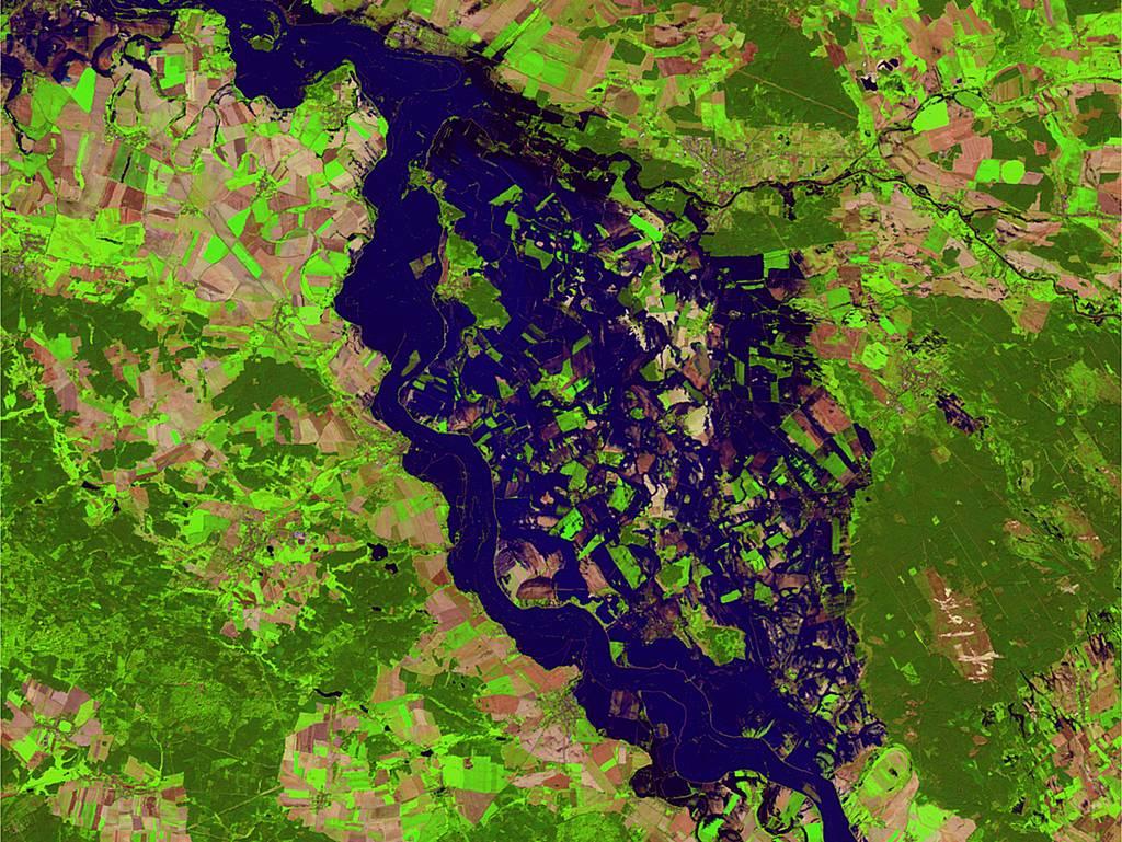 Abb. 1: Überschwemmungsfläche bei Torgau an der Elbe am 20.8.