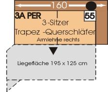 55 3A PER 160 95 95 3-Sitzer mit rapez-querschläfer- Funktion,, nur in