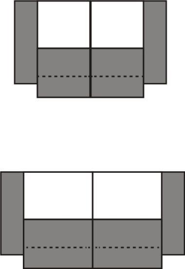 Sitztiefe 57-108* Kombinationen setzen sich aus folgenden Einzelelementen zusammen: 3-Sitzer bestehend aus 2 x 1,5-Sitzer (SR 82 cm) + Armlehne links/rechts 2,5-Sitzer bestehend aus 2 x 1,5-Sitzer