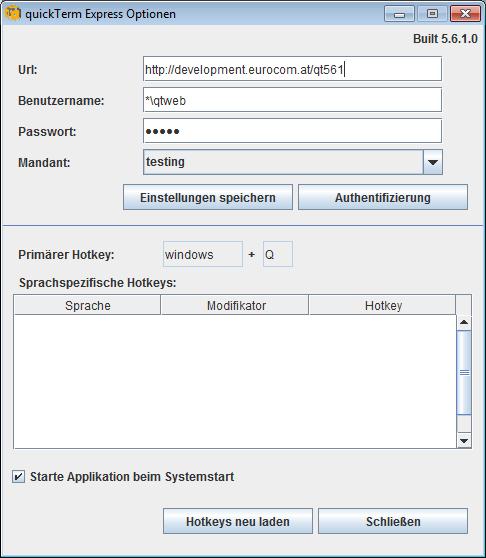 Konfiguration von quickterm Express 2 Dialog quickterm Express Optionen Hotkey-Konfiguration Die Konfiguration der Hotkeys erfolgt über den quickterm Client.
