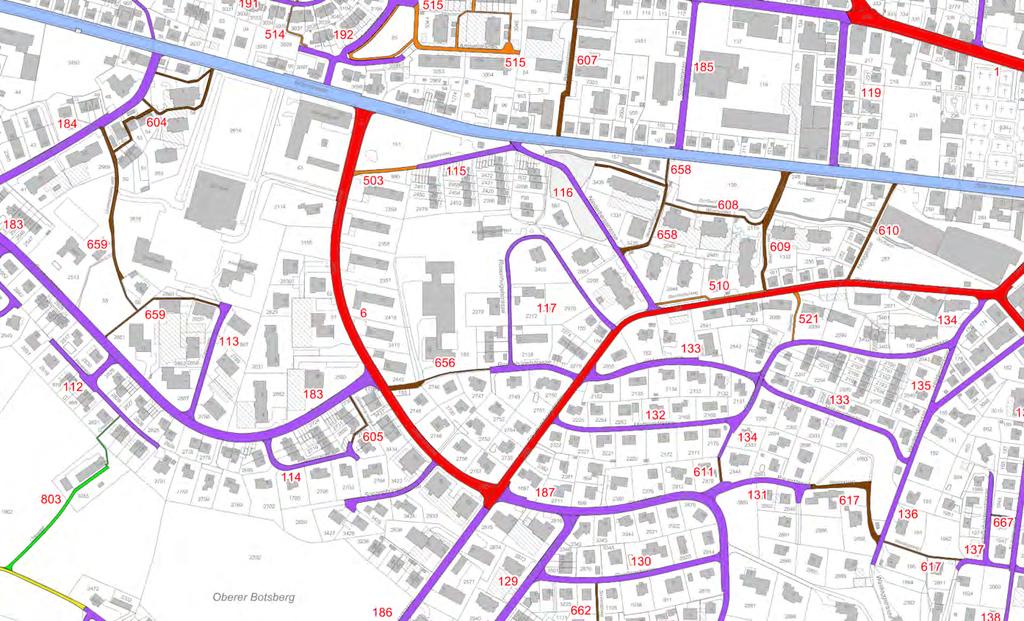 2.1.3 Strassenklassierung Die Rosenhügelstrasse ist eine Gemeindestrasse 2. Klasse (Violett).