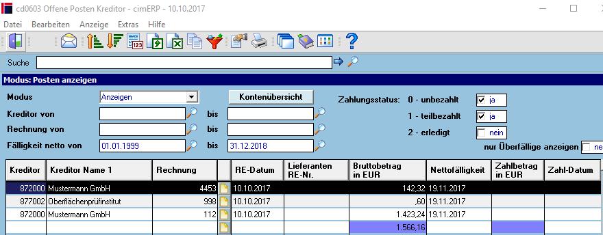 <OPOS> - Offene Posten Verwaltung cd0603 Offene Posten Verwaltung Kreditor