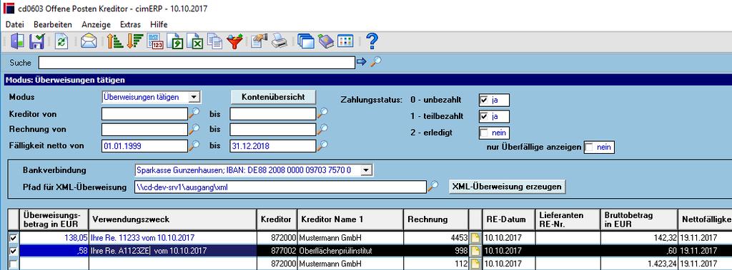 <OPOS> - Offene Posten Verwaltung cd0603 Offene Posten Verwaltung Kreditor