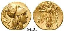 8,54 g. Kopf Alexanders d. Gr. r. mit Diadem und Ammonshorn / Thronende Athena l., hält Speer und Nike, lehnt mit l.