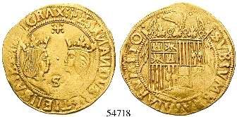 52679 SPANIEN Ferdinand V. und Isabella, 1474-1504 Doppelter Excelente o.j., Sevilla. 6,98 g. Die gekrönten Brustbilder einander gegenüber, dazwischen Mzz.