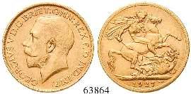 , 1874-1885 25 Pesetas 1878. Portrait / Wappen. Gold. 7,26 g fein. Friedb.342; Schl.279. Vs. winz. Stempelfehler, vz/vz-st 420,- 63864 63330 Pound 1927, Pretoria.