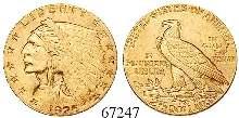 67247 58025 2 1/2 Dollars 1925, D, Denver. Indian Head. Gold. 3,76 g fein. Friedb.121. ss+ 260,- Dollar 1853.