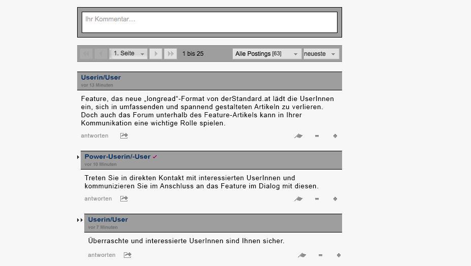Feature im Detail Das Forum als interessantes Extra Über das Forum können Sie direkt im Anschluss an den Feature- Artikel mit den UserInnen in Kontakt treten und