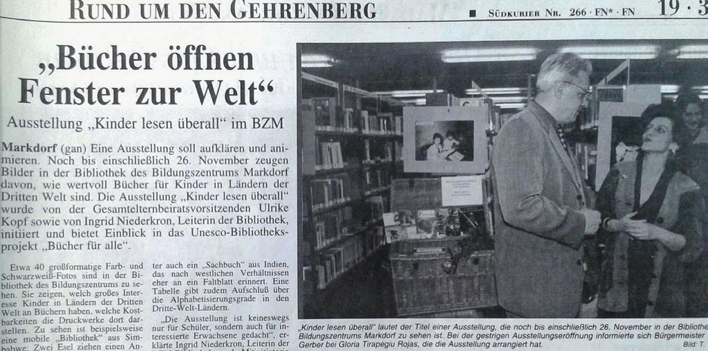Frau Littbarski, von 1988 bis 1991 Leiterin der Bibliothek unter, übergab 1991 das von 1972 bis 2007 Zepter an die neue Leiterin Ingrid Niederkron.