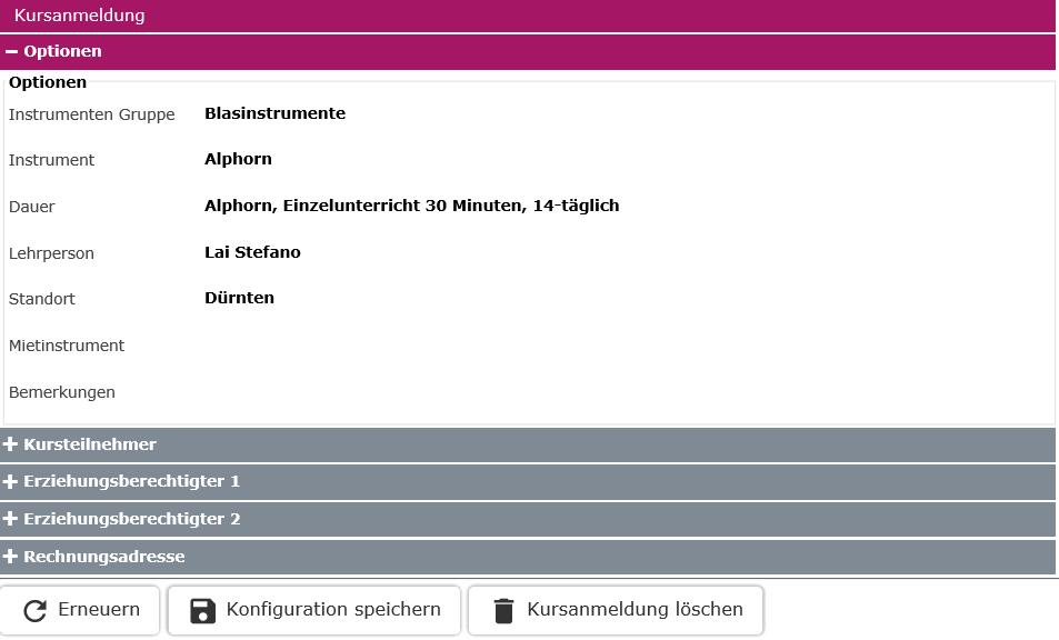 Screenshots «Online Anmeldungen» leanux.