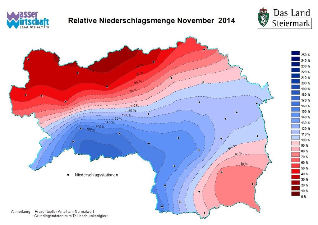 Abbildung 3: Relative Niederschlagsmenge im