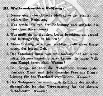 Ausschnitt aus dem Leistungsbuch der Deutschen Hitlerjugend.