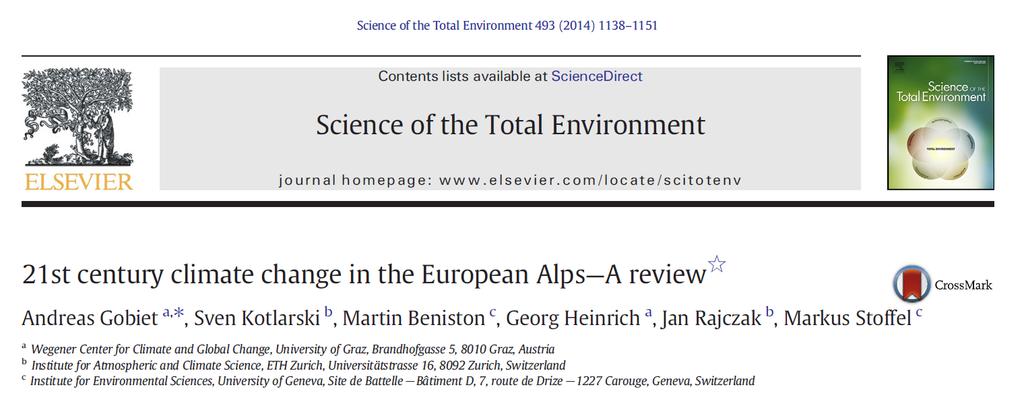 Klimawandel im Alpenraum - Perspektiven & Szenarien Stetige Zunahme der Erwärmung im Alpenraum im 21. Jhd.
