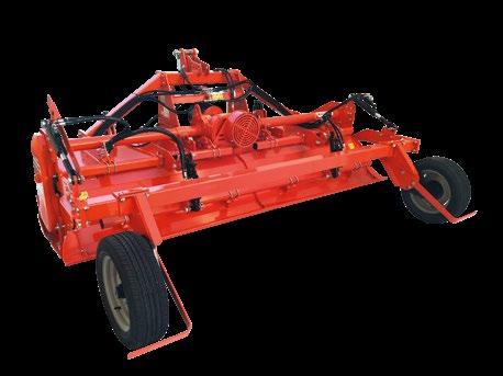 Bodenfräse SC PRO BIO Für Traktoren bis 170 PS. Ölbad-Wechselradgetriebe mit Luftkühlung für Zapfwelle 540/750/1.000 UpM Vordere gummierte Stützräder mit mech.