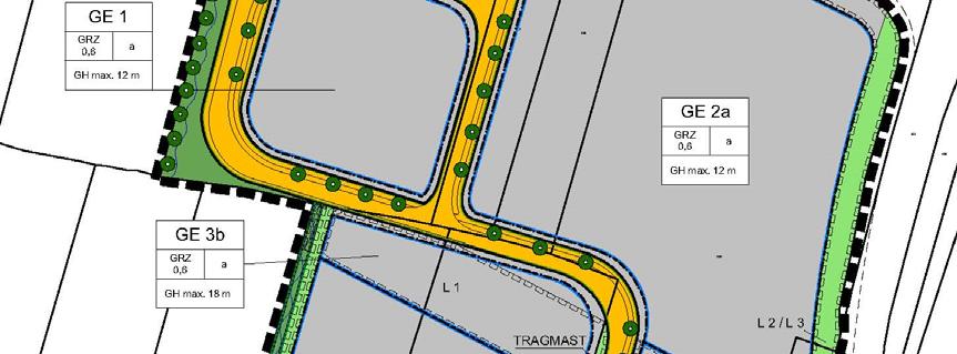 Südlich Bimöhler Straße mit örtlichen Bauvorschriften als allgemeine Wohngebiete (WA) festgesetzt.