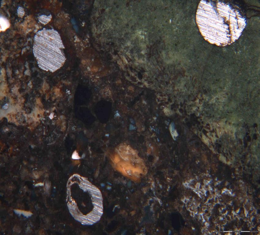 Petrographische Untersuchungen Probe 1, Nordseite Feld 6 (SM 1); schräges
