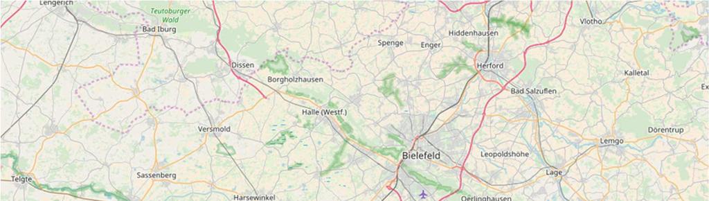 Abbildung 2: Lage der Stadt Rietberg in der Region Quelle: Eigene Darstellung, Kartengrundlage: OpenStreetMap veröffentlicht unter ODbL.