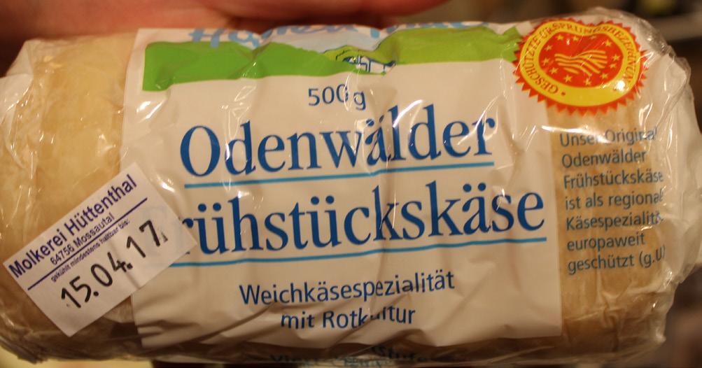 Verwendete Rohstoffe Milch aus dem Odenwald, zugesetzt wird Kälbermagenlab und Gelb-oder Rotschmierebakterien (B. Linens).