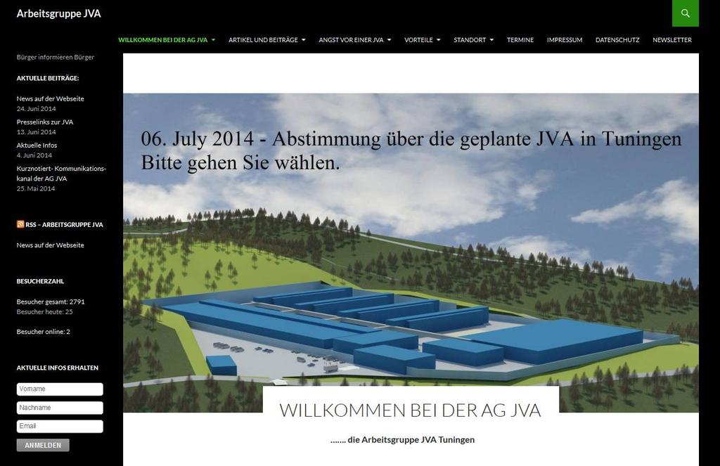 Reaktion der Arbeitsgruppe JVA Tuningen zum Ergebnis des Tuninger Bürgerentscheids auf der Website http://arbeitsgruppejva.de mit Stand vom Donnerstag, 10. Juli 2014, 18:25 Uhr.