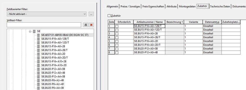 Für den SPS-Busdatenaustausch ist auf der Registerkarte SPS-Daten die SPS- Typbezeichnung einzutragen.