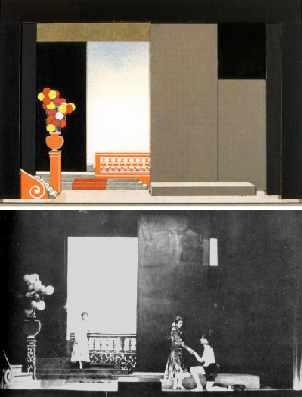 Ein sprechendes Beispiel dafür ist der Bühnenbildentwurf zu dem Stück Die Rückkehr des verlorenen Sohnes von André Gide, das anlässlich der Weihnachtsfeier der Volkshochschule Jena 1928 im
