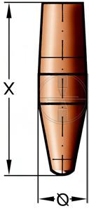 Punktschweißelektrode, gerade zentrisch Konus Ø X Nummer estellnummer 1:10 = 12 12,5 40 Nr. 41 41050400-000 MK1 12,5 40 Nr.