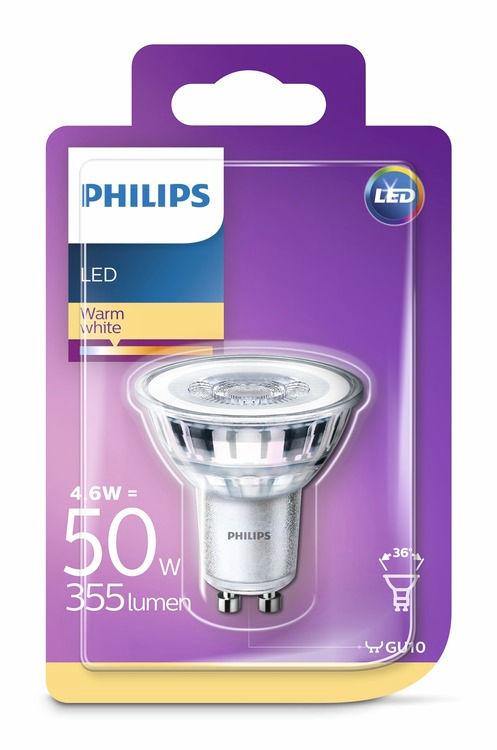 PHILIPS LED Spot 4,6 W (50 W) GU10 Warmweiß Nicht dimmbar Licht, das Ihre Augen schont Eine schlechte Lichtqualität kann die Gesundheit der Augen