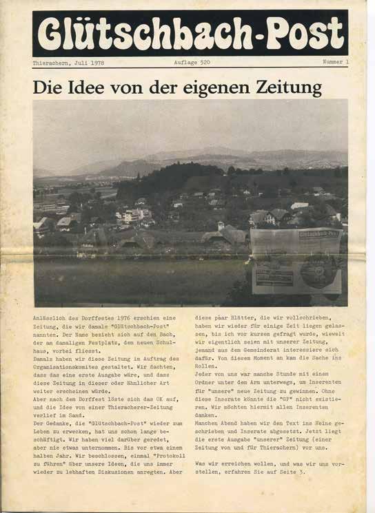 erste Ausgabe der Glütschbachpost.