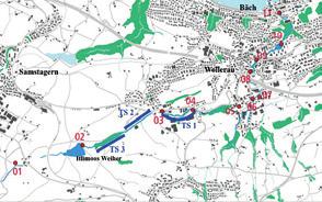 28 Abb. 1 Übersichtskarte des Projektgebiets mit dem Verlauf des Krebsbachs und den drei Teilabschnitten der Flusskrebse ein drastischer Wandel vollzogen.