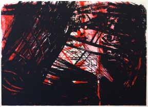 Denkgänge über unter Tage,1988, Siebdruck in schwarz und rot auf Folie. Unsigniert. WVZ G 72 Va2 460.