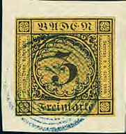 blauem Stempel 144 Thiengen 2a 50, 3 Kr. a.