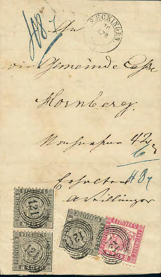 Ausgaben 1860 1862 89 239P 1 Kr. schwarz, senkr. Paar und Einzelstück nebst 3 Kr.